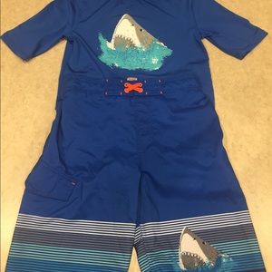Boys Swim Set Shirt and Trunks- Size L 12/14